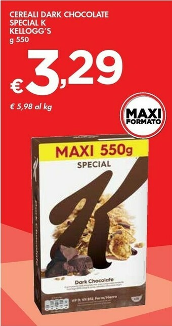 Bennet Kellogg's Cereali Dark Chocolate Special K offerta