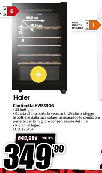 MediaWorld Haier Cantinetta HWS33GG offerta