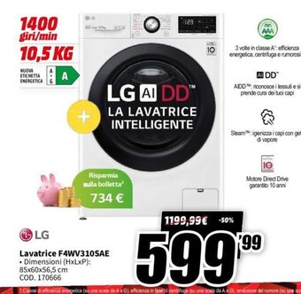 MediaWorld LG Lavatrice F4WV310SAE offerta