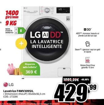 LG Lavatrice F4WV309SIL