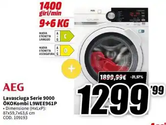 MediaWorld AEG Lavasciuga Serie 9000 ÖKO Kombi L9WEE961P offerta