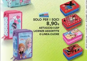 Coop Astuccio 3 Zip Licenze Assortite O Linea Cuore offerta