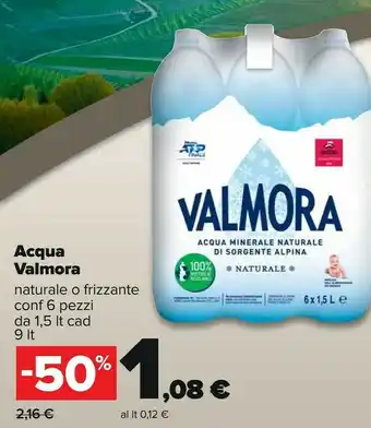 Valmora Acqua Minerale Naturale Di Sorgente Alpina 9000 G(ml)
