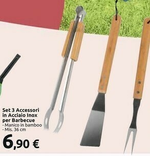 Carrefour Set 3 Accessori In Acciaio Inox Per Barbecue offerta