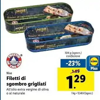 Lidl Nixe - Filetti Di Sgombro Grigliati Al Naturale 104 G(ml) offerta