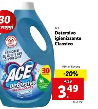 Lidl Colgate Ace Detersivo Igienizzante Classico offerta