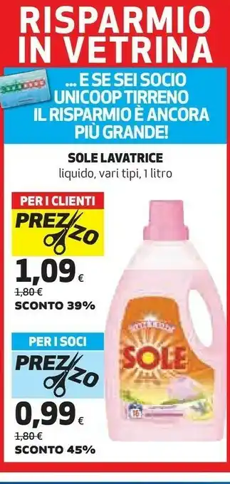 Coop Sole Lavatrice Liquido offerta