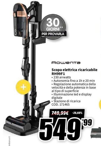 MediaWorld Rowenta Scopa elettrica ricaricabile RH99F1 offerta