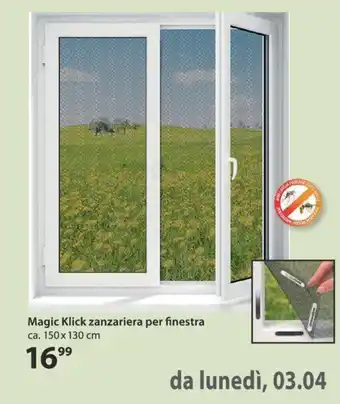 Magic Klick zanzariera per finestra ca. 150 x 130 cm