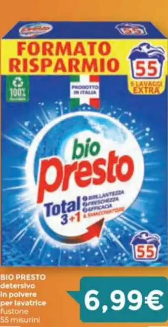 Bio Presto detersivo in polvere per lavatrice 55 misurini