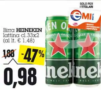 Emi Supermercati Heineken Birra 33cl x 2 offerta