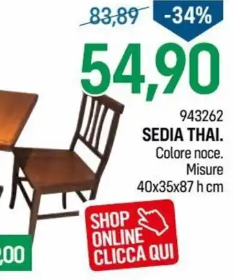 Cfadda Sedia Thai 40x35x87 h cm offerta
