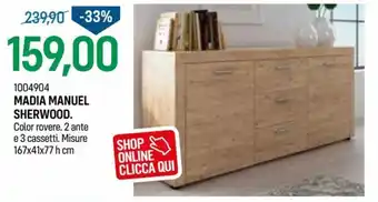 Cfadda Madia Manuel Sherwood 167x41x77 h cm offerta