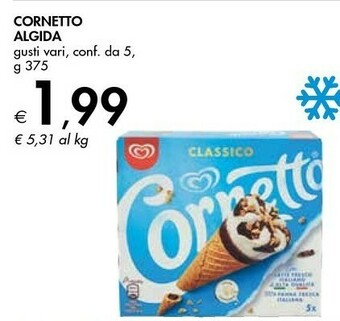 Bennet Algida Cornetto Classico Con Latte Fresco Italiano Di Alta Qualità 75 G 375 G(ml) offerta