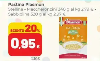 Coop Plasmon Pastina Stelline/ Maccheroncini 340 G/ Sabbiolina 320 G offerta