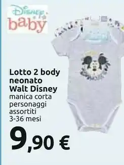 Carrefour Disney Lotto 2 Body Neonato Walt offerta