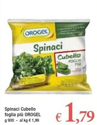 Famila Orogel Spinaci Cubello Foglia Più I Vegetali offerta