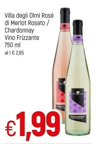 Famila Villa Degli Olmi Rose Di Merlot Rosato/ Chardonnay Vino Frizzante offerta