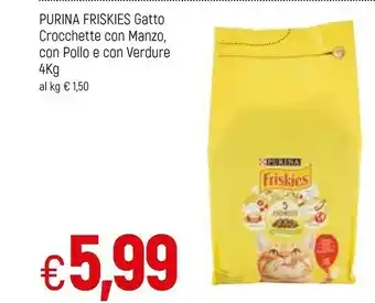 Famila Purina Friskies Gatto Crocchette Con Manzo, Con Pollo E Con Verdure offerta