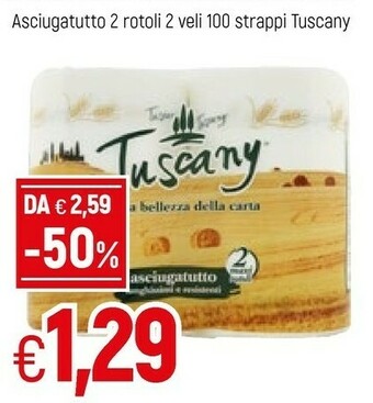 Famila Tuscany Asciugatutto 2 Rotoli 2 Veli 100 Strappi offerta