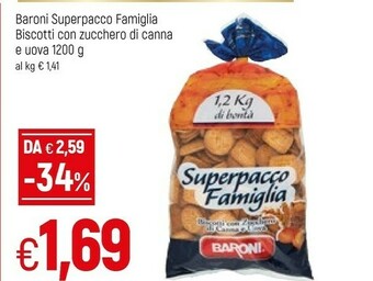 Famila Baroni Superpacco Famiglia Biscotti Con Zucchero Di Canna E Uova offerta