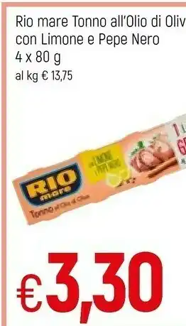 Famila Rio Mare Tonno All'Olio Di Oliva Con Limone E Pepe Nero offerta