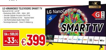 Famila LG NanoCell 49NANO803NA TV 124,5 Cm (49") 4K Ultra HD Smart TV Wi-Fi Titanio offerta