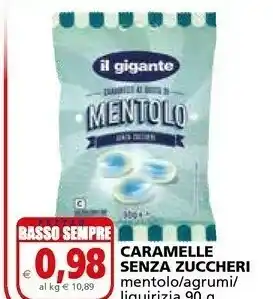Il Gigante Il Gigante Mentolo Caramelle Senza Zuccheri 90 G offerta