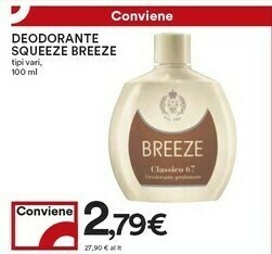 Coop Breeze Deodorante Squeeze Classico 100ml offerta