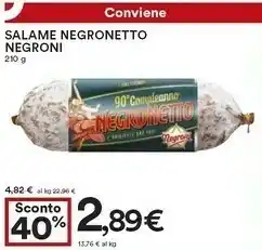 Coop Negroni Salame Negrenetto 210g offerta