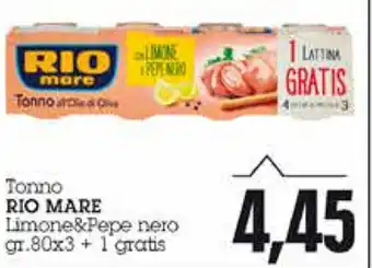 Emi Supermercati Rio Mare Tonno 80gr. x 3+1 gratis offerta