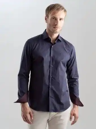 Camicia uomo stampa pois su tessuto popeline