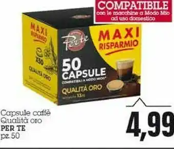 Emi Supermercati Per Te Capsule Caffe Qualita Oro 50pz offerta