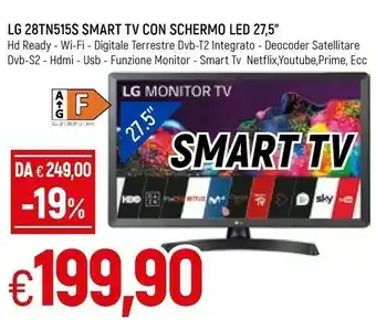Famila LG 28TN515S-PZ TV 69,8 Cm (27.5") HD Smart TV Wi-Fi Nero offerta
