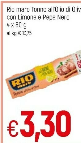 Famila Rio Mare Tonno All'Olio Di Oliva Con Limone E Pepe Nero offerta