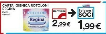Coop Regina Carta Igienica Rotoloni offerta