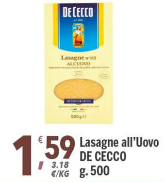 De Cecco Lasagne all'Uovo g. 500