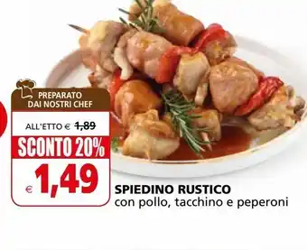 Spiedini rustico con pollo, tacchino e peperoni