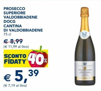 Esselunga Prosecco Superiore Valdobbiadene DOCG Cantina di Valdobbiadene 75 cl offerta
