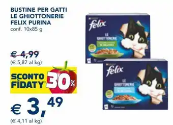 Esselunga Felix Purina Bustine Per Gatti Le Ghiottonerie conf. 10x85 g offerta