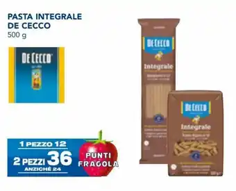 Esselunga De Cecco Pasta Integrale 500 g 2 pezzi offerta