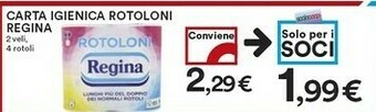 Coop Regina Carta Igienica Rotoloni offerta