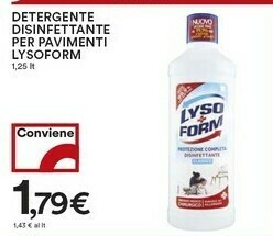 Coop Lysoform Detergente Disinfettante Per Pavimenti 1250ml offerta