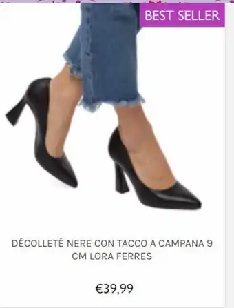 Decollete nere con tacco a campana 9cm