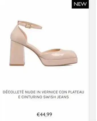 Decollete nude in vernice con plateau e cinturino swish jeans