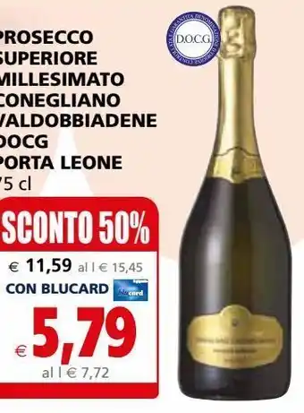 Il Gigante Prosecco superiore millesimato conegliano valdobbiadene docg porta leone 75cl offerta