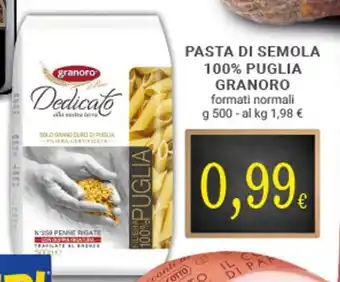 Doro Supermercati Granarolo Pasta di Semola 100% Puglia g 500 g offerta