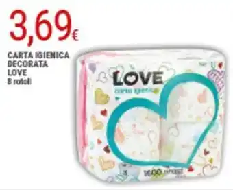 Love Carta Igienica Decorata 8 rotoli