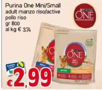 Purina One Mini/Small adult manzo riso/ active pollo riso 800 gr