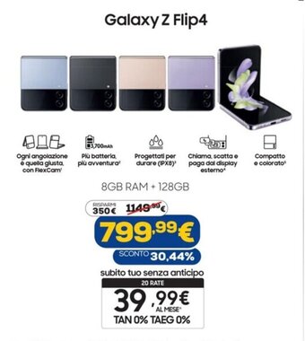 Euronics Samsung Galaxy Z Flip4 offerta